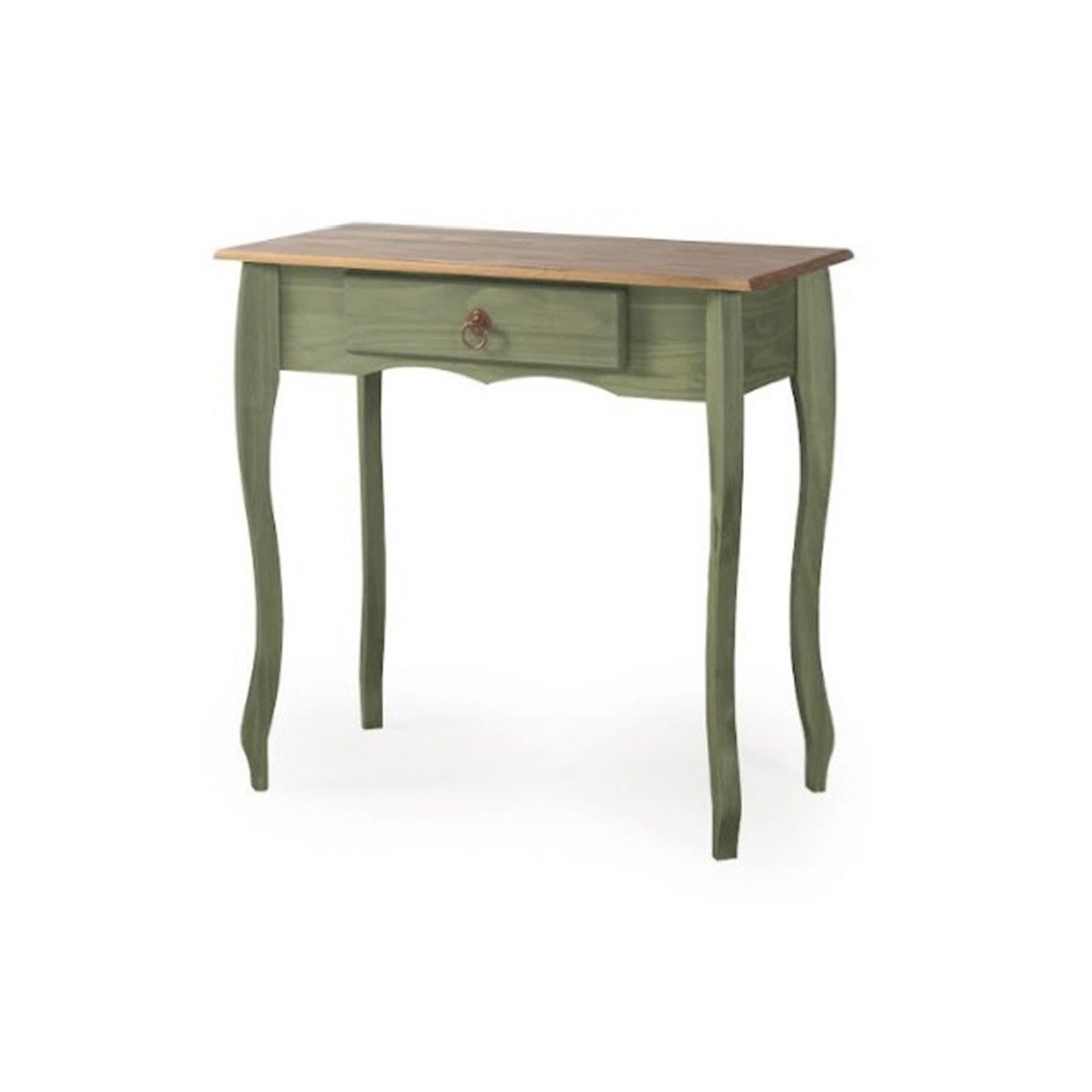 aparador rustico em madeira 77cm com gaveta verde kale