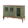 balcao rustico em madeira 120cm pes luis xv 3 portas de vidro verde