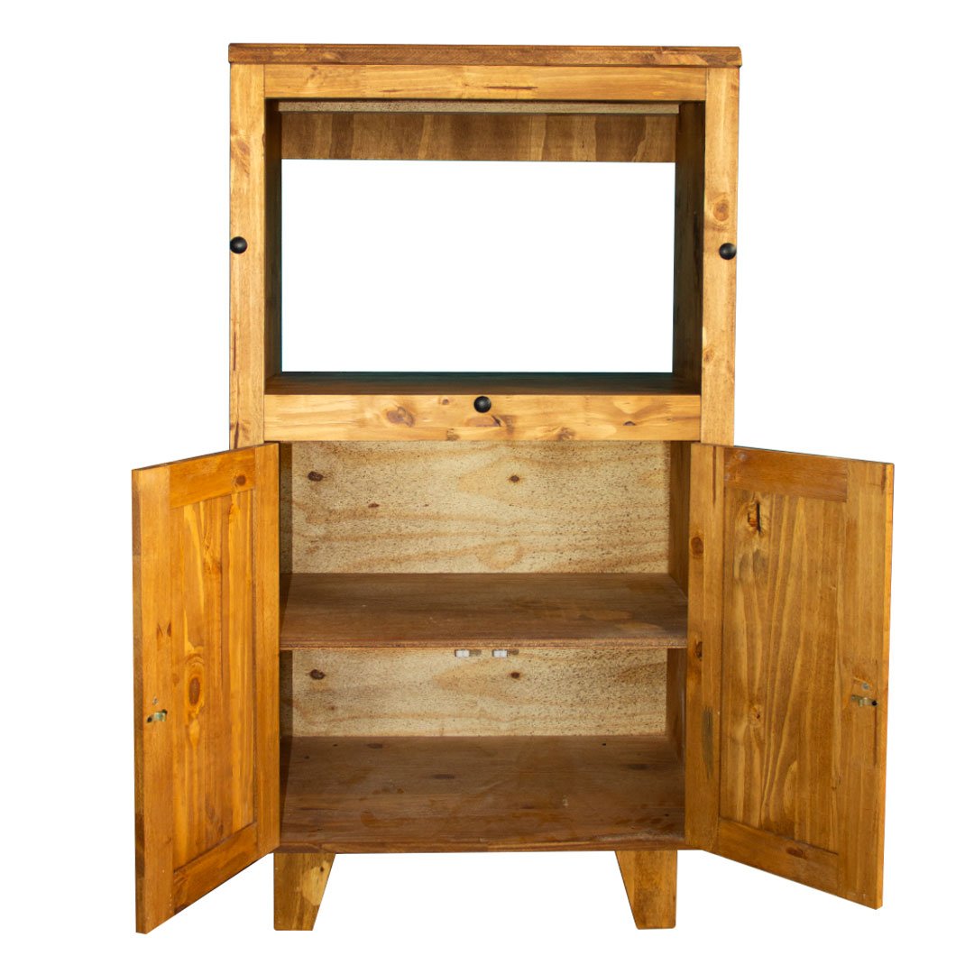 armario para forno microondas em madeira rustico 2 portas