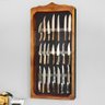 expositor suporte de madeira com imã para coleção de facas rústico iluminação interna