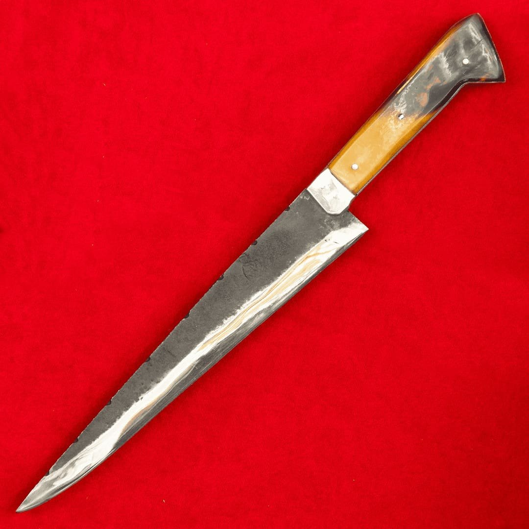 faca de churrasco tropeira artesanal em aço carbono cabo de chifre de boi gaucha