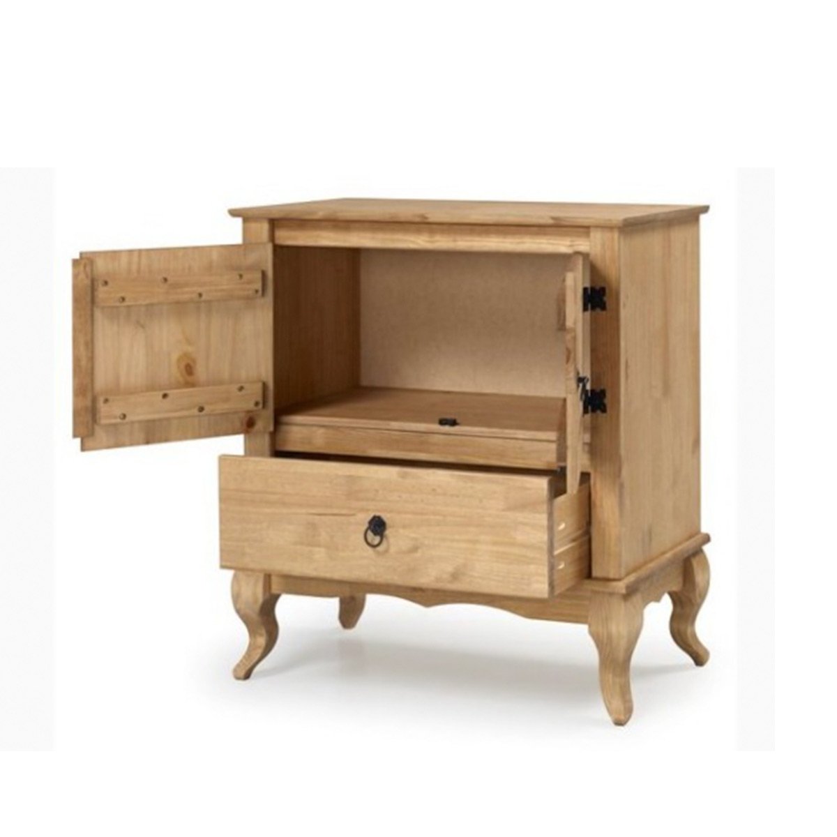 balcao multiuso em madeira rustico 80cm duas portas com gaveta luis xv cor marrom claro