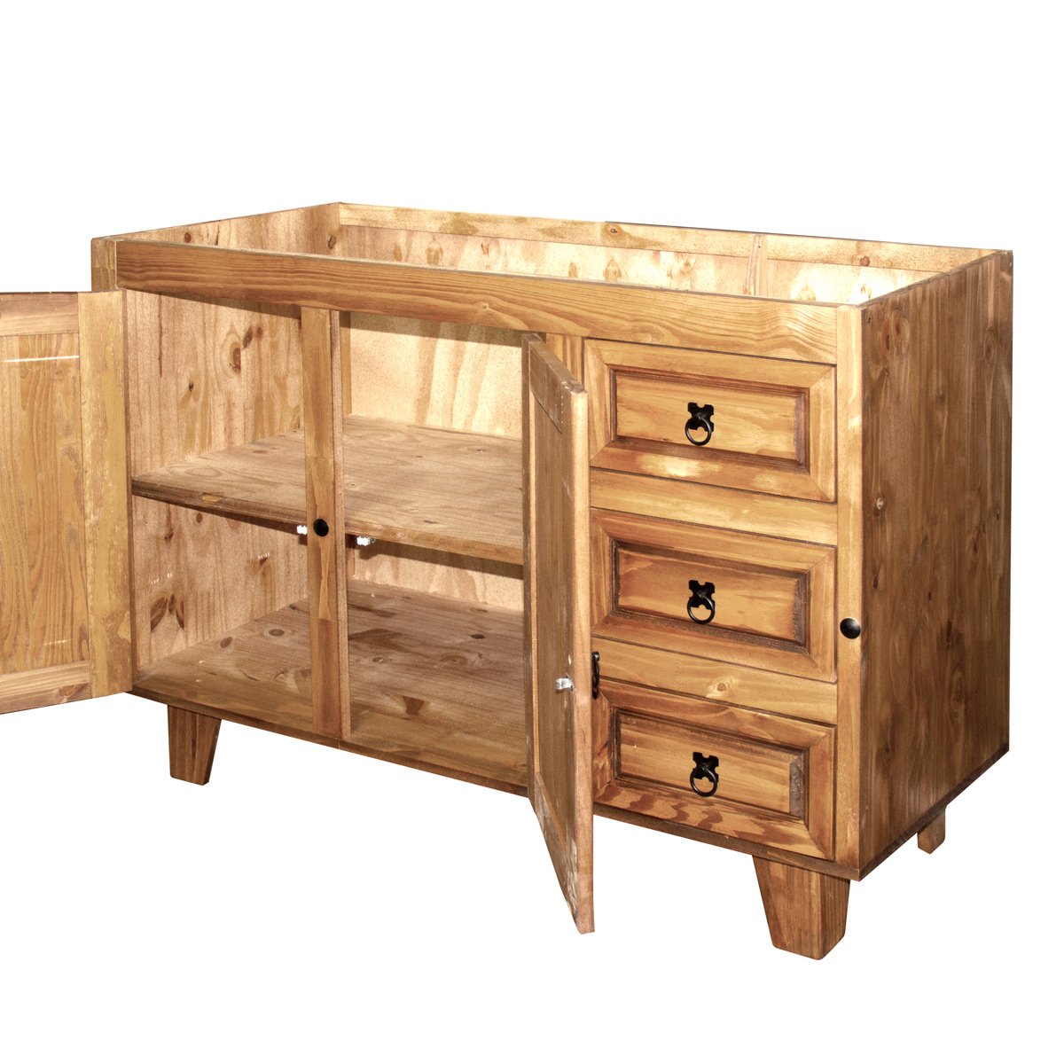 balcao de pia rústico em madeira 120cm para cozinha