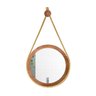 espelho adnet redondo de madeira com corda de sisal 40 cm