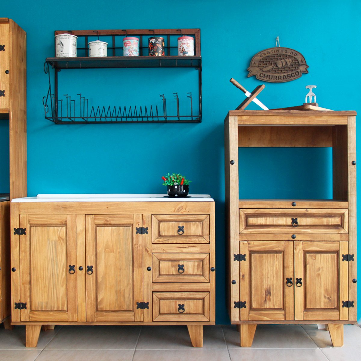 cozinha rustica balcao de pia 120 cm e armario para forno em madeira