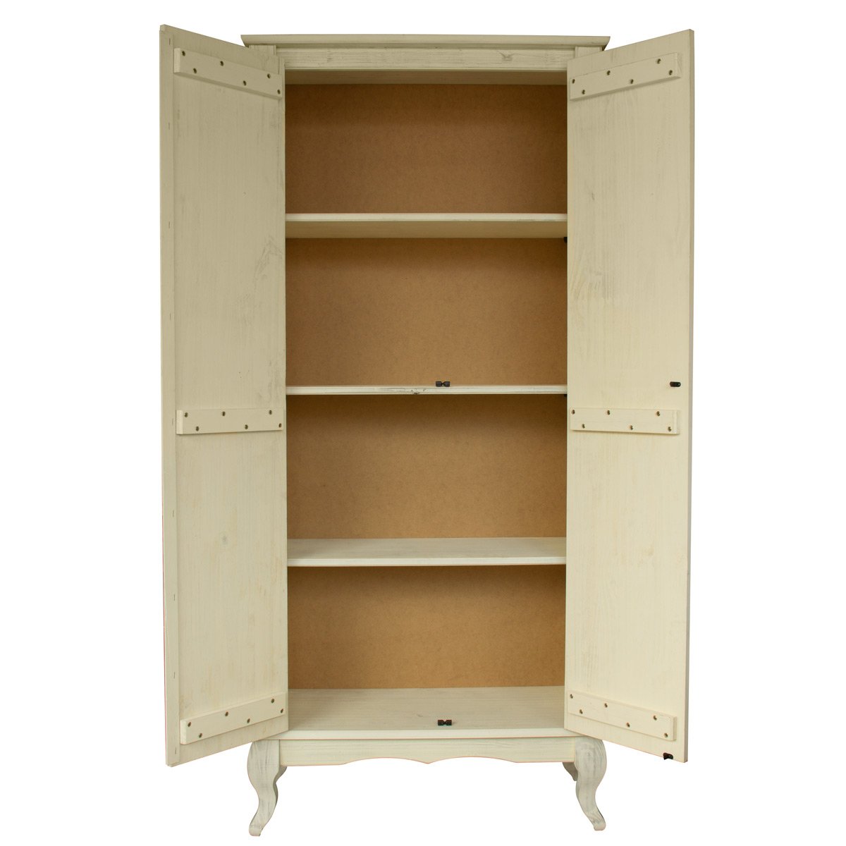 armario rustico madeira branco envelhecido patina guarda roupa sapateira 2 portas abertas