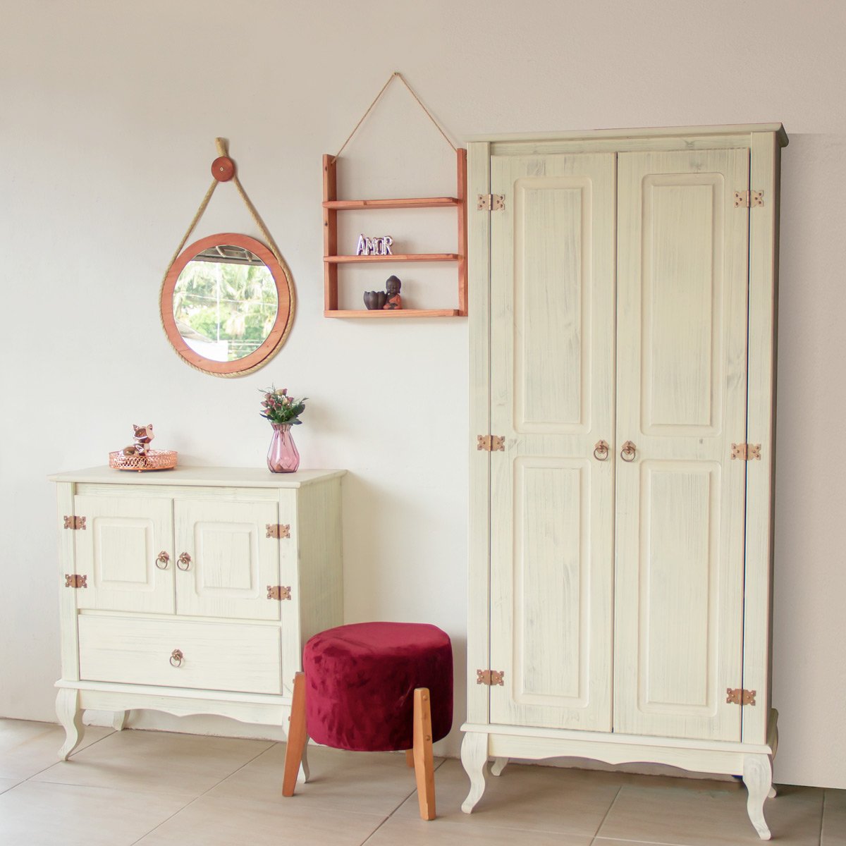 armario guarda roupa em madeira branco luis xv patina envelhecida