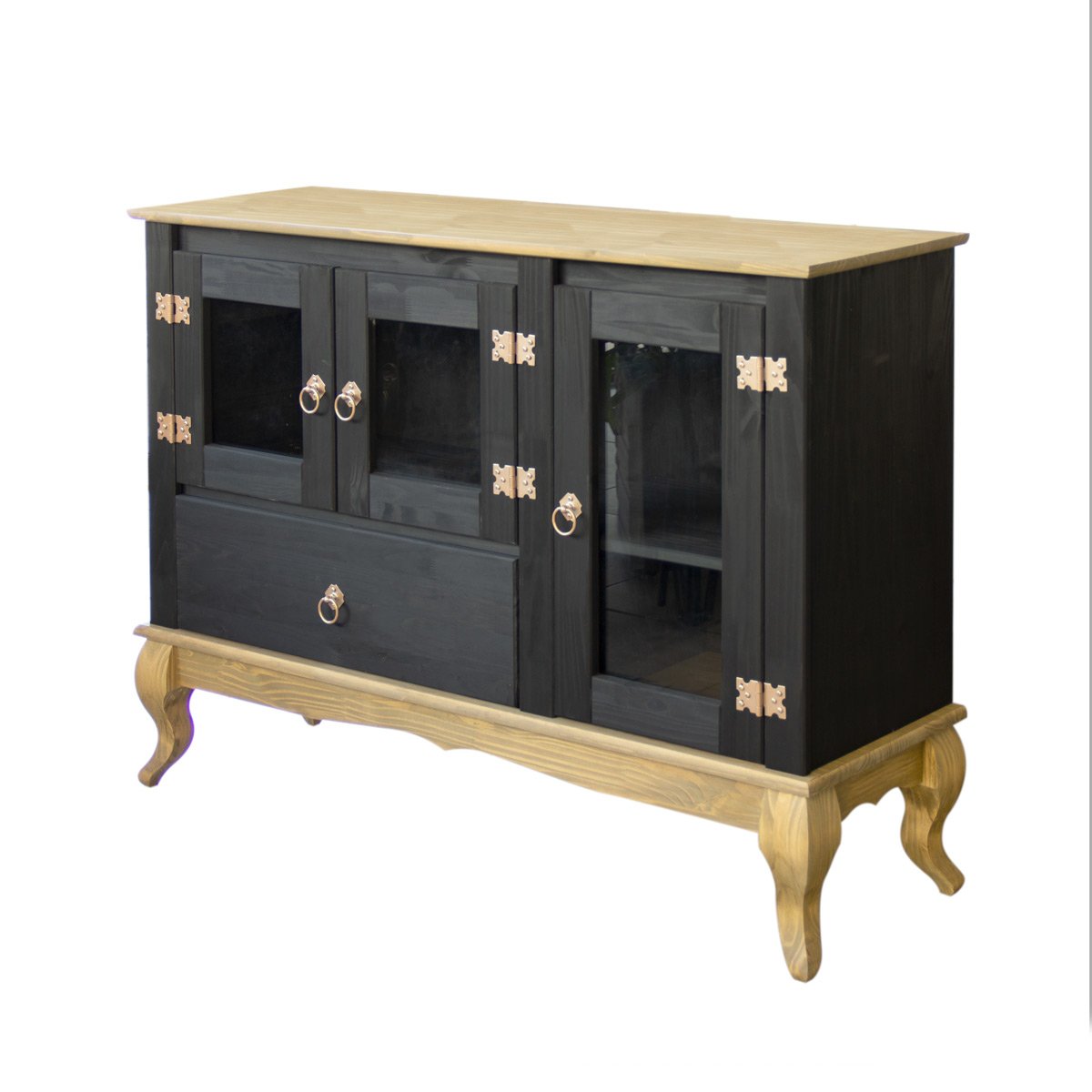 balcao rustico em madeira 120cm pes luis xv preto