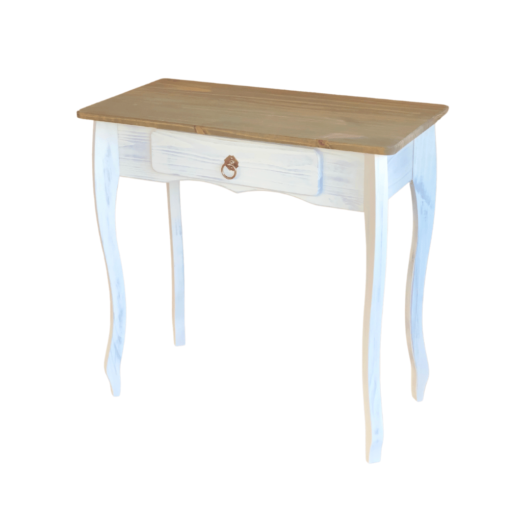 aparador rustico em madeira 77cm com gaveta escrivaninha branco envelhecido mel 2