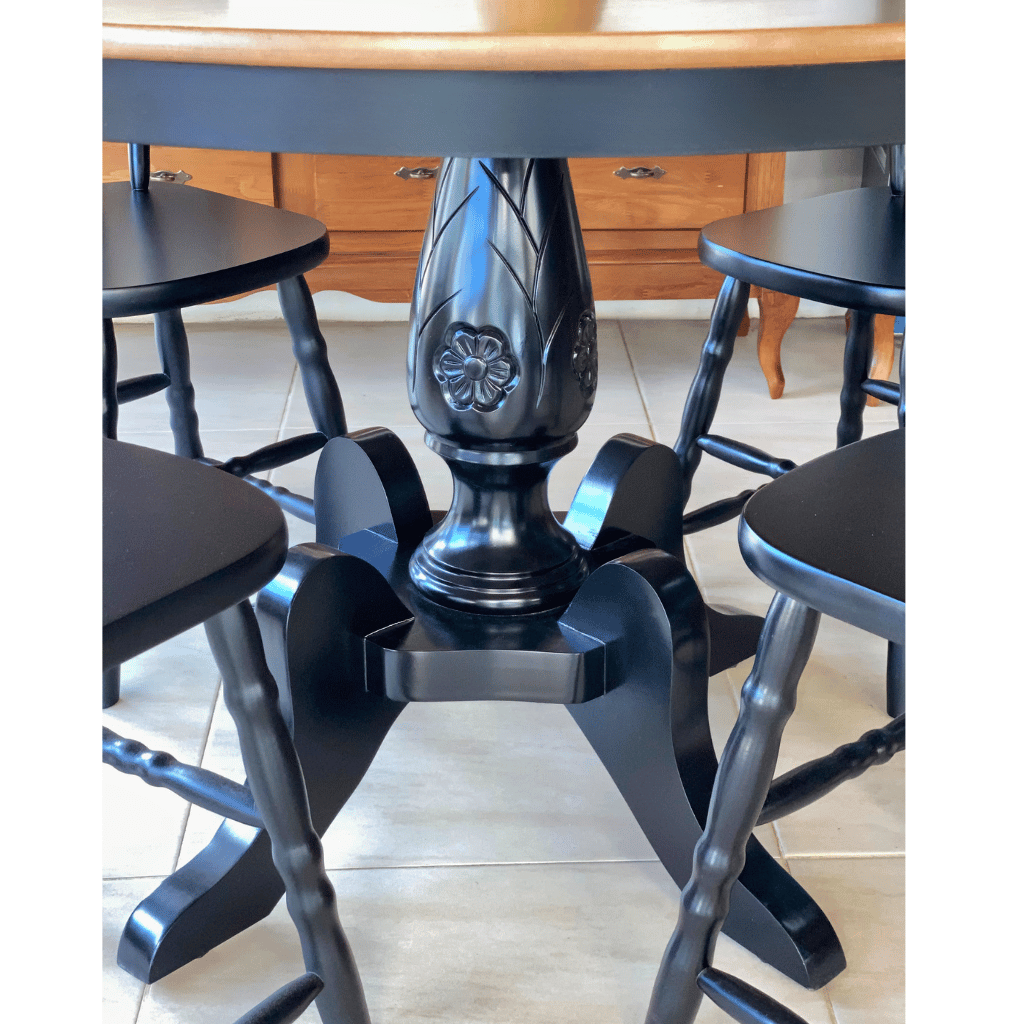 mesa de jantar redonda 6 pessoas madeira pe central 3