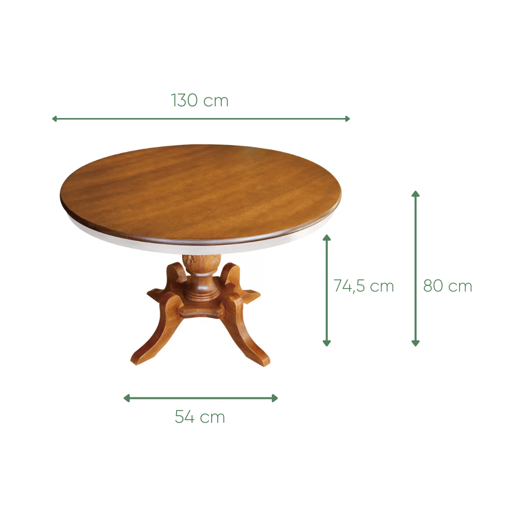 mesa redonda 130cm imbuia e branco