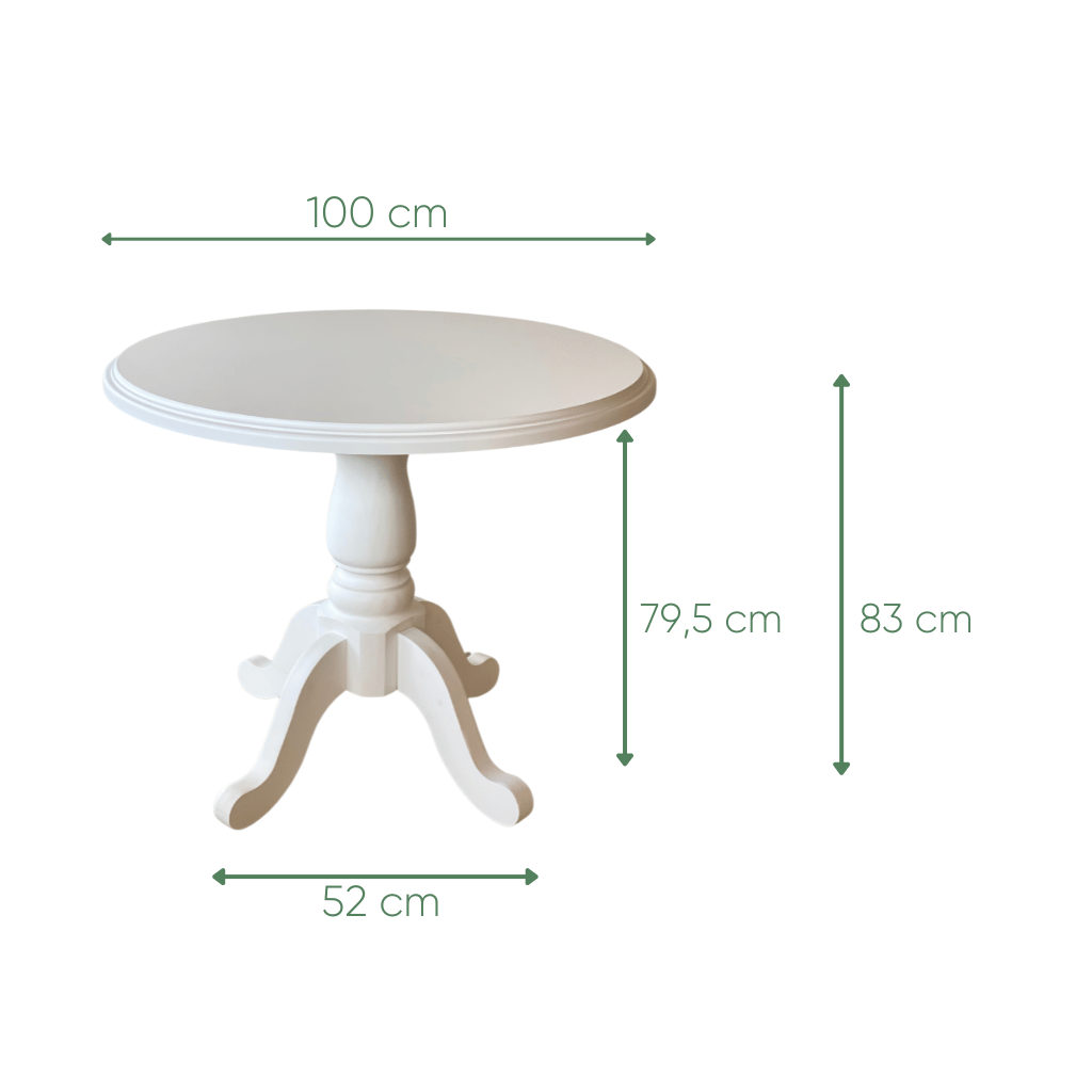 mesa redonda em madeira 100cm toda branca 8