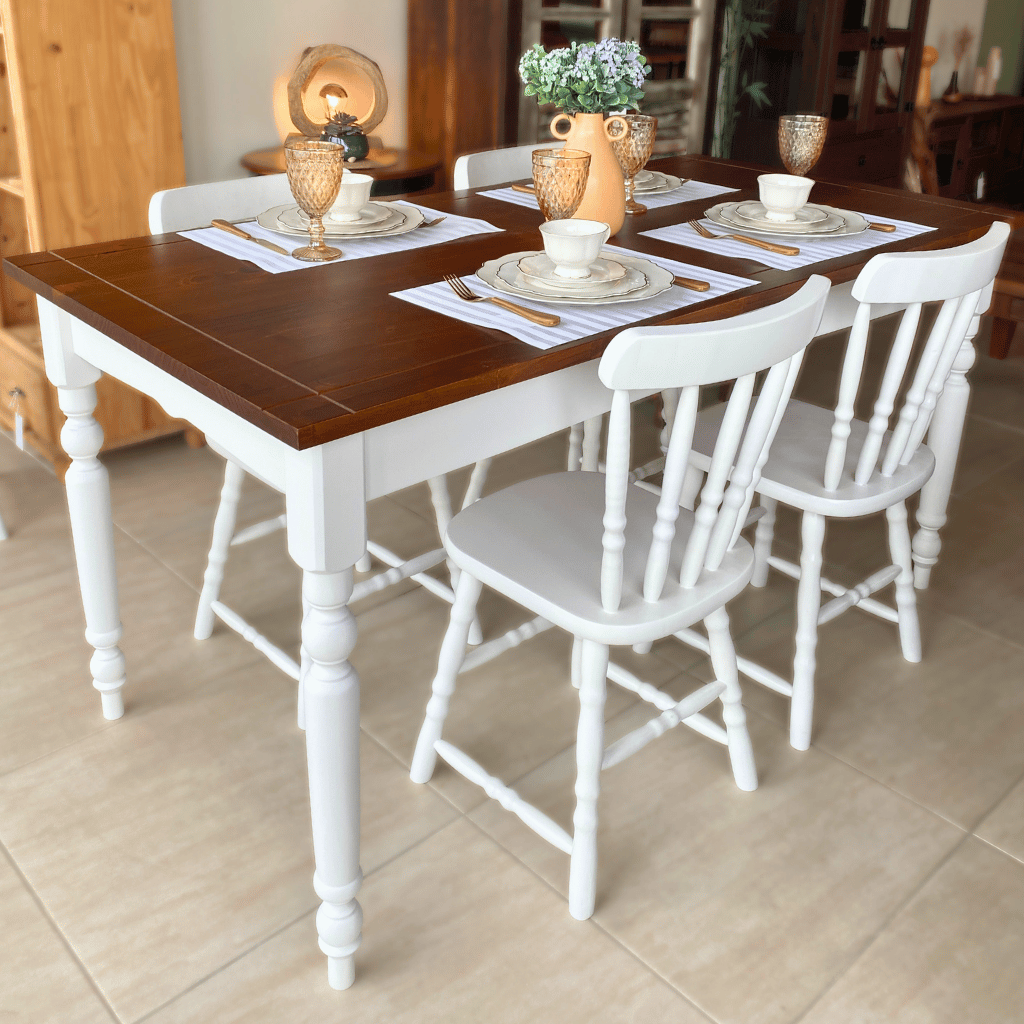 mesa de jantar retangular colonial pe torneado 6 lugares 2