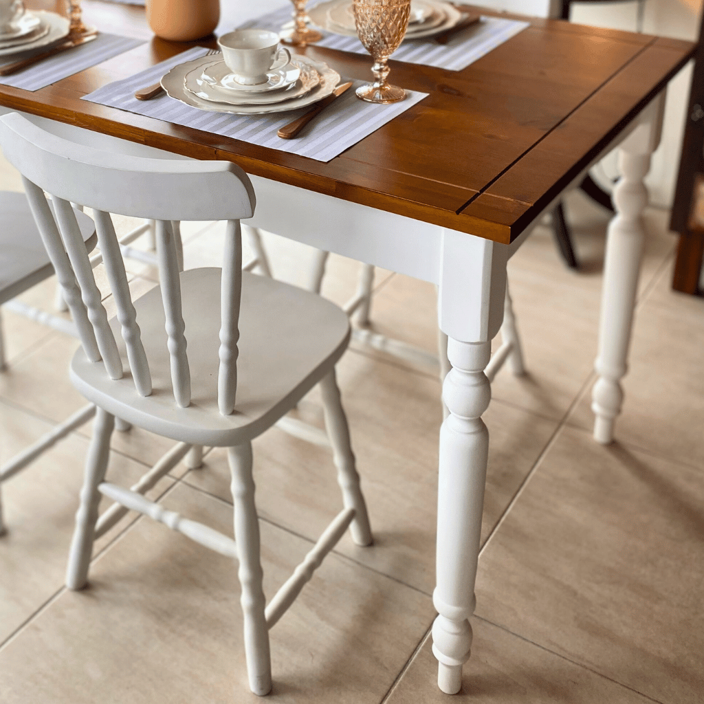 mesa de jantar retangular colonial pe torneado 6 lugares 3