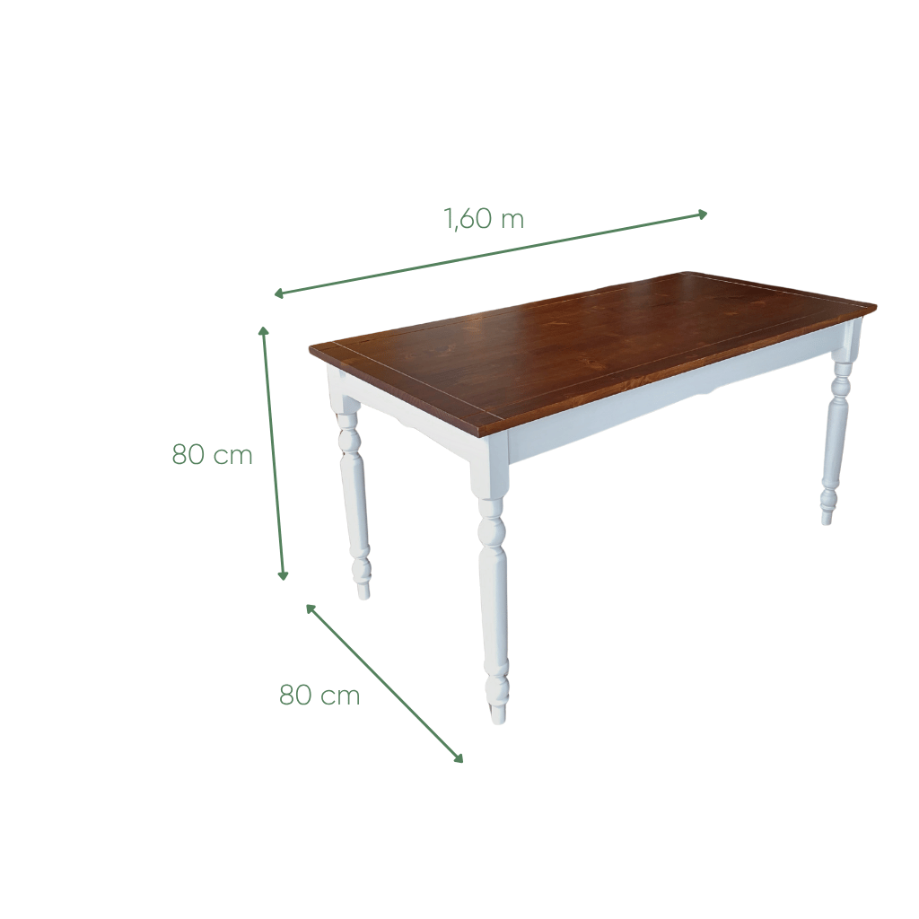 mesa de jantar retangular colonial pe torneado 6 lugares 4